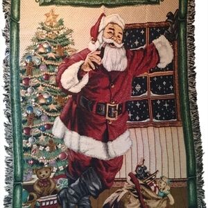 Coca Cola Holiday Santa Blanket - Red and White